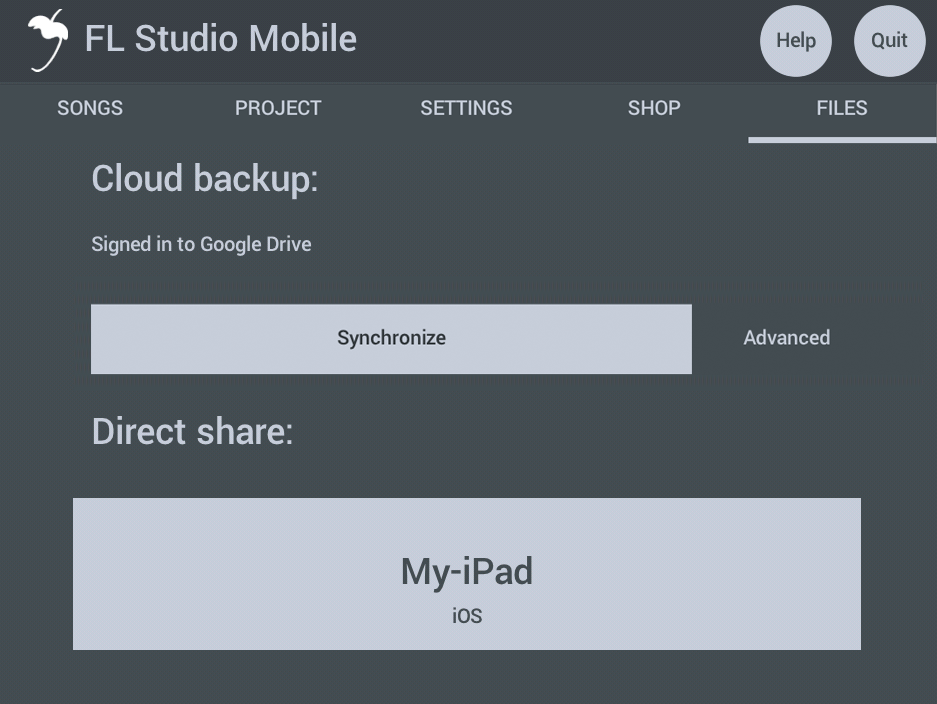 FL Studio Mobile - Home Panel Files